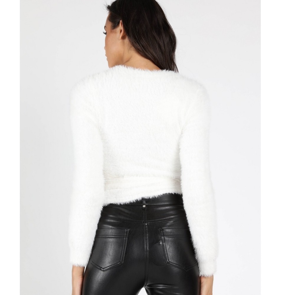 White Soft Wrap Sweater - Picture 4 of 5
